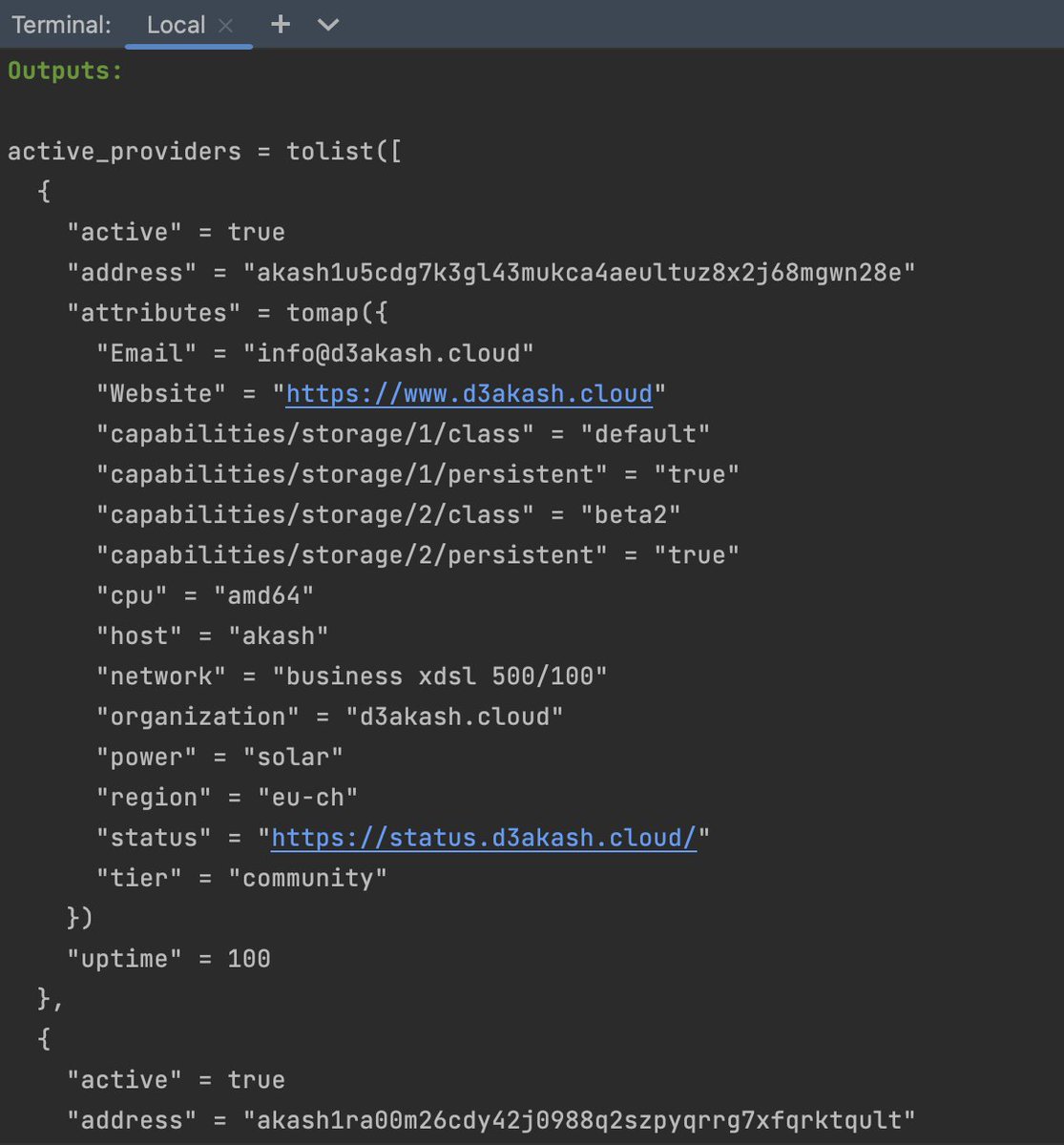 luna_4_go's tweet photo. Sneak peek at what a collaboration between me and @praetor_app looks like! @akashnet Terraform Provider integrates with Praetor in an effort to provide an IaC control plane for Akash! Collaboration is key to build a good product! Star the repo: https://t.co/Ob9O9bY8Q8 🚀🙏 $AKT https://t.co/Vu9CWD7y6l