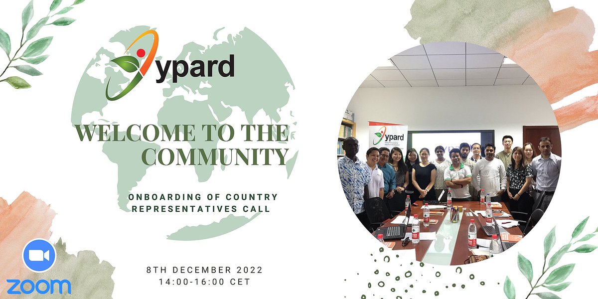 🌻Dear Country Representatives, Mark your calendars and join us for a Global Onboarding Call! 📅Thursday 8th December 2022 14:00-16:00 CET 🌟The details of the zoom call will be shared with you soon! @YPARD_LAC @YPARDEurope @YpardAfrica @YPARD_AP