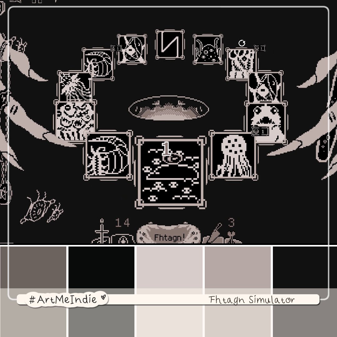 🎨 An #IndieGame Inspired #ColorPalette 
🎮 The Game: Fhtagn Simulator 

-//-
<a href="/IndiecnGames/">INDIECN</a> #ArtMeIndie #Art #IndieGames #IndieGameDev #WishlistWednesday #Pixelart