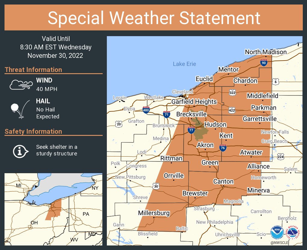 NWS Cleveland on Twitter "A special weather statement has been issued