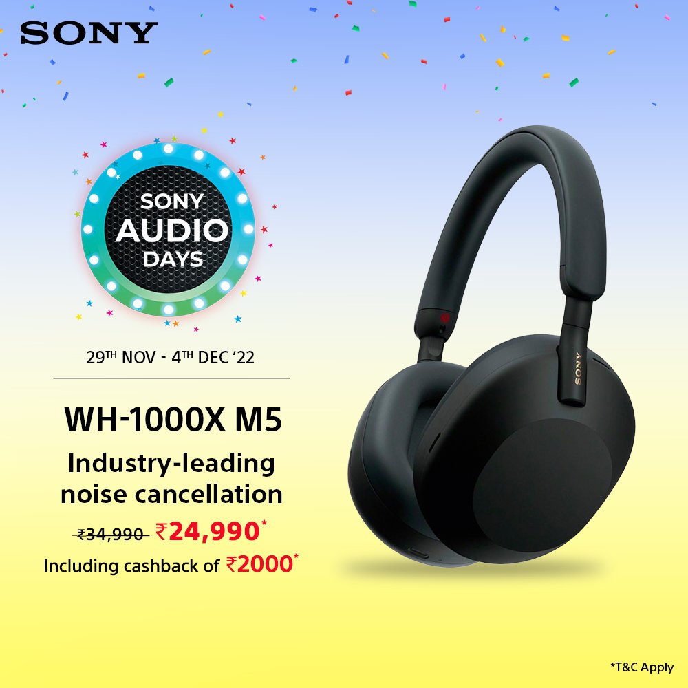 sony_india's tweet photo. Upgrade to a superior audio experience with #SonyAudioDays, Discover headphones and earbuds that fit and enrich your lifestyle! Get up to 50% off and assured cashback, do not miss out on these amazing offers! ​
Shop now: https://t.co/F1At89m0mU
Amazon: https://t.co/Qfche1OpL0 https://t.co/buL562P3i4