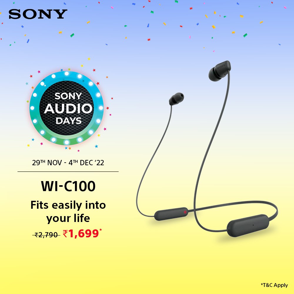 sony_india's tweet photo. Upgrade to a superior audio experience with #SonyAudioDays, Discover headphones and earbuds that fit and enrich your lifestyle! Get up to 50% off and assured cashback, do not miss out on these amazing offers! ​
Shop now: https://t.co/F1At89m0mU
Amazon: https://t.co/Qfche1OpL0 https://t.co/buL562P3i4