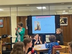 ABWestrick's tweet photo. I had the best time leading writing workshops in the Robious MS library this month. Students wrote scenes full of sensory details, each with a different point of view. It was all about loving the process of writing. A great day! @RMSlibrarylady @DonnaFWilson #oneCCPS #robioUS https://t.co/8jTNiKNMle