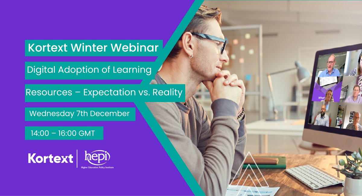Kortext (@kortext) on Twitter photo Digital learning resources are now more prevalent than ever in the world of Higher Education, but how do students feel about them?
Join us next Wednesday at our webinar, in partnership with <a href="/HEPI_news/">Higher Education Policy Institute</a> to explore the latest research!
Sign up now!
bit.ly/3uiBOxf Digital learning resources are now more prevalent than ever in the world of Higher Education, but how do students feel about them?
Join us next Wednesday at our webinar, in partnership with <a href="/HEPI_news/">Higher Education Policy Institute</a> to explore the latest research!
Sign up now!
bit.ly/3uiBOxf