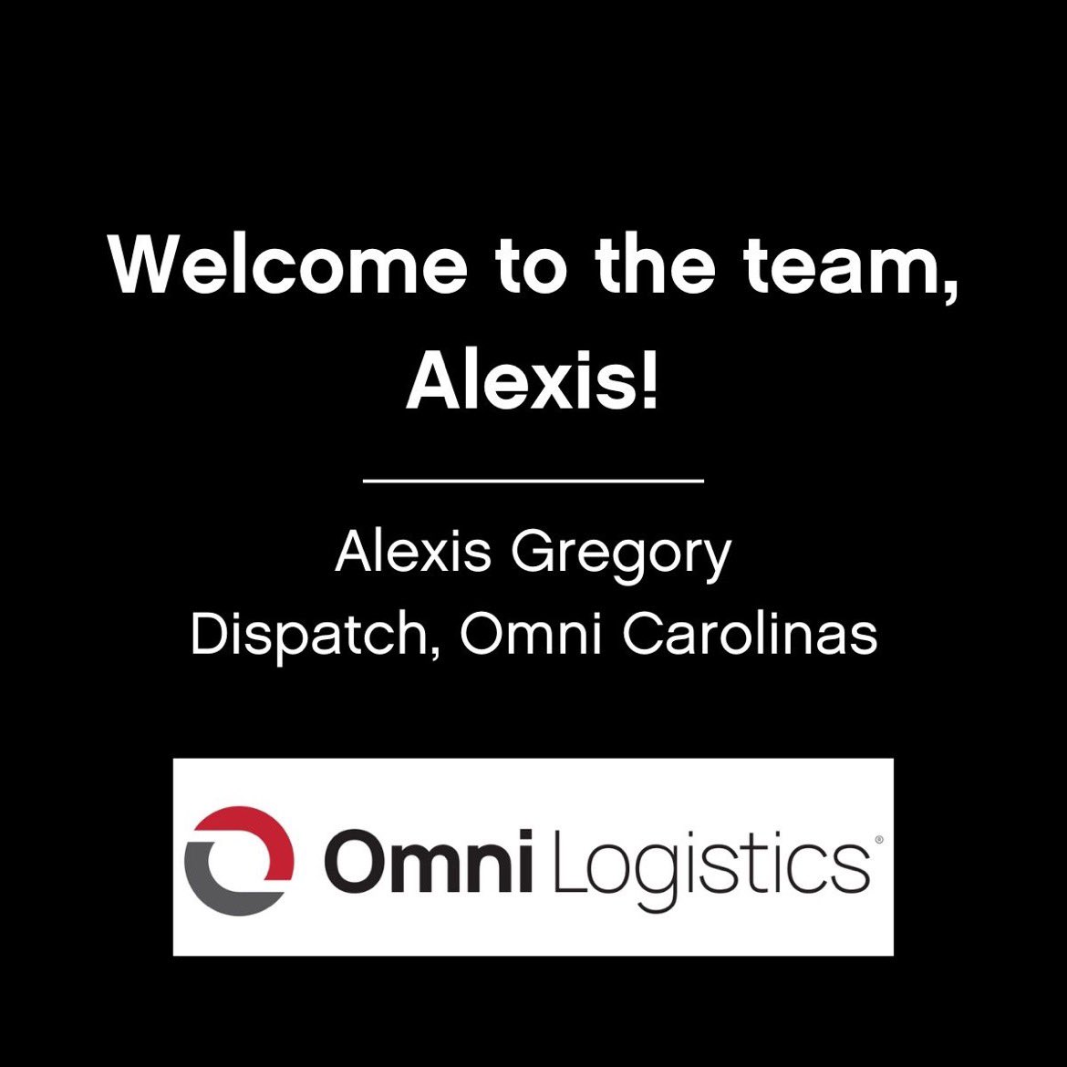 Please welcome Alexis Gregory to <a href="/OmniCarolinas/">OmniCarolinas</a>. She joins our team of #logistics problem solvers as our newest Dispatcher, and we are excited to have her as part of the team!

We look forward to serving you soon! #allin
