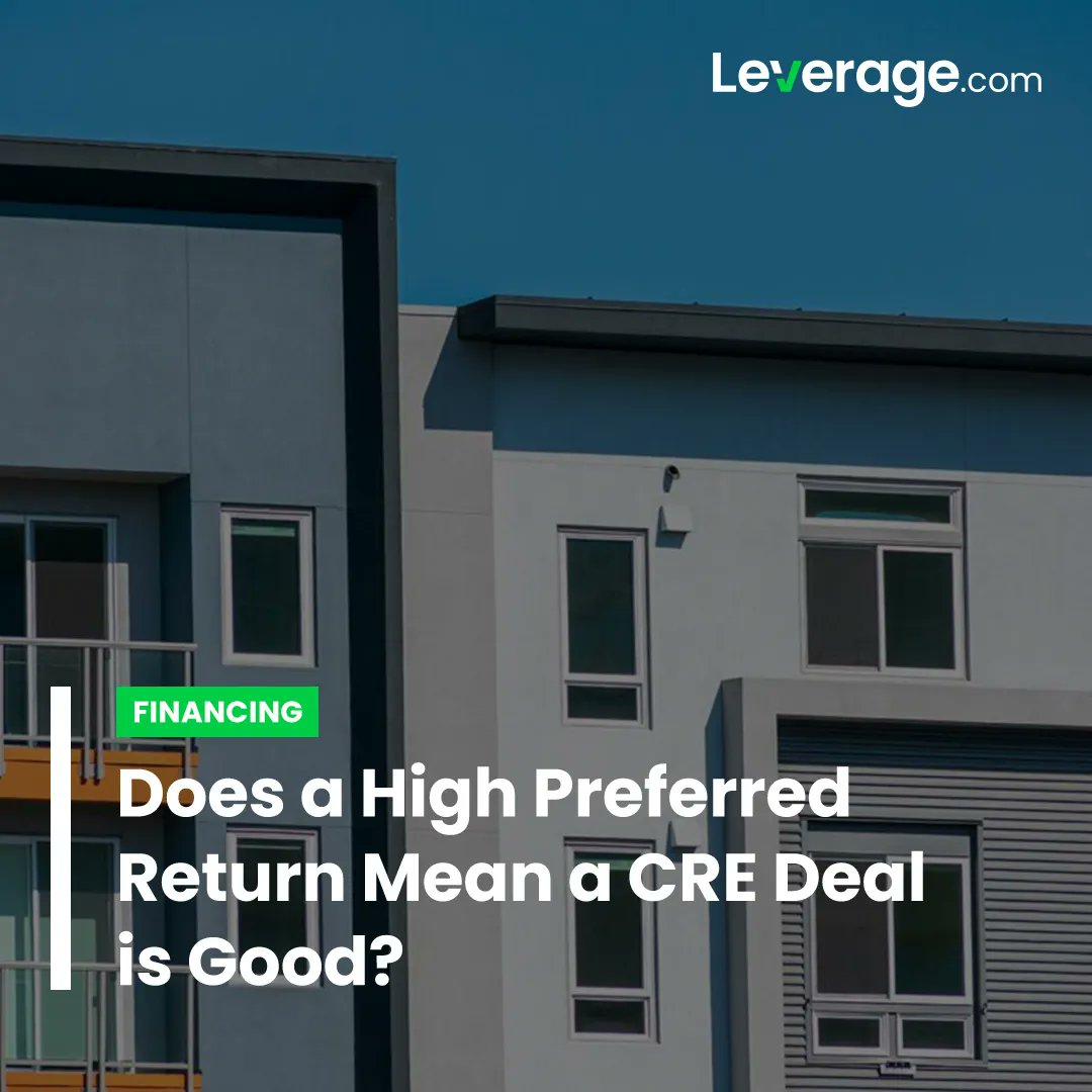 Does a High Preferred Return Mean a CRE Deal is Good?

For more information,visit: leverage.com/financing/does…

#leveragedotcom #leverage #commercialrealestate #CRE #realestate #realestatedeveloper #realestategoals #realestatelife #lender #crelender