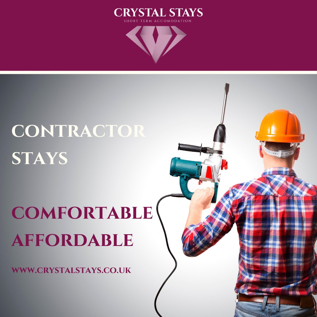 Give your guys or gals a great stay with us! We're a popular accommodation provider for the construction industry working in Warrington. Visit crystalstays.co.uk or call Nili on 07511 321756

#contractorstays #warringtonbuilders #cheshirebuilders #constructionaccommodation