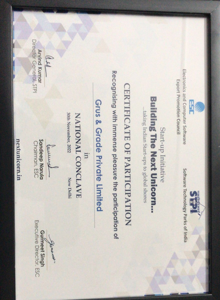 GradeGrus's tweet photo. Gives us the pride to be top 120 startups at National Startup Conclave. It was real pleasure listening to vision and direction given by Ho'ble Union Minister Ashwini Vaisahvaw 
#AswiniVaishnav #STPI #STPIINDIA @Bio_NEST @ApiaryIncubator https://t.co/7ydrveowiv
