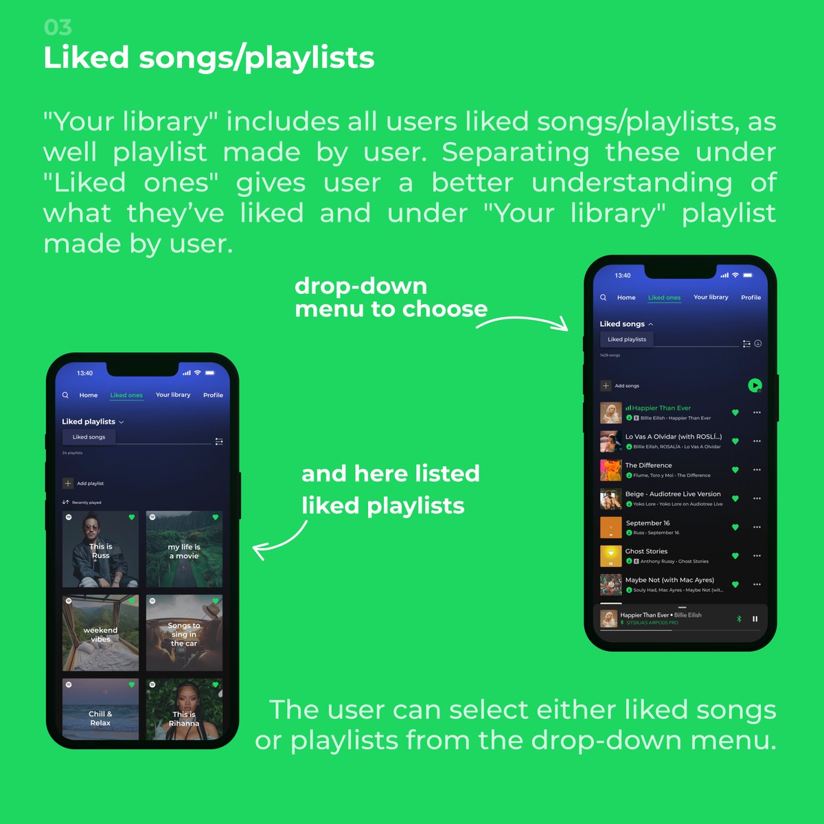 sitsiilia's tweet photo. A while ago I did a redesign of Spotify and I thought to share it here as well. As I use Spotify every single day, it was fun to think of my own perspective on how to make some changes. 🙌 #Spotify #spotifyredesign #uidesign #figma https://t.co/muhDatf06d