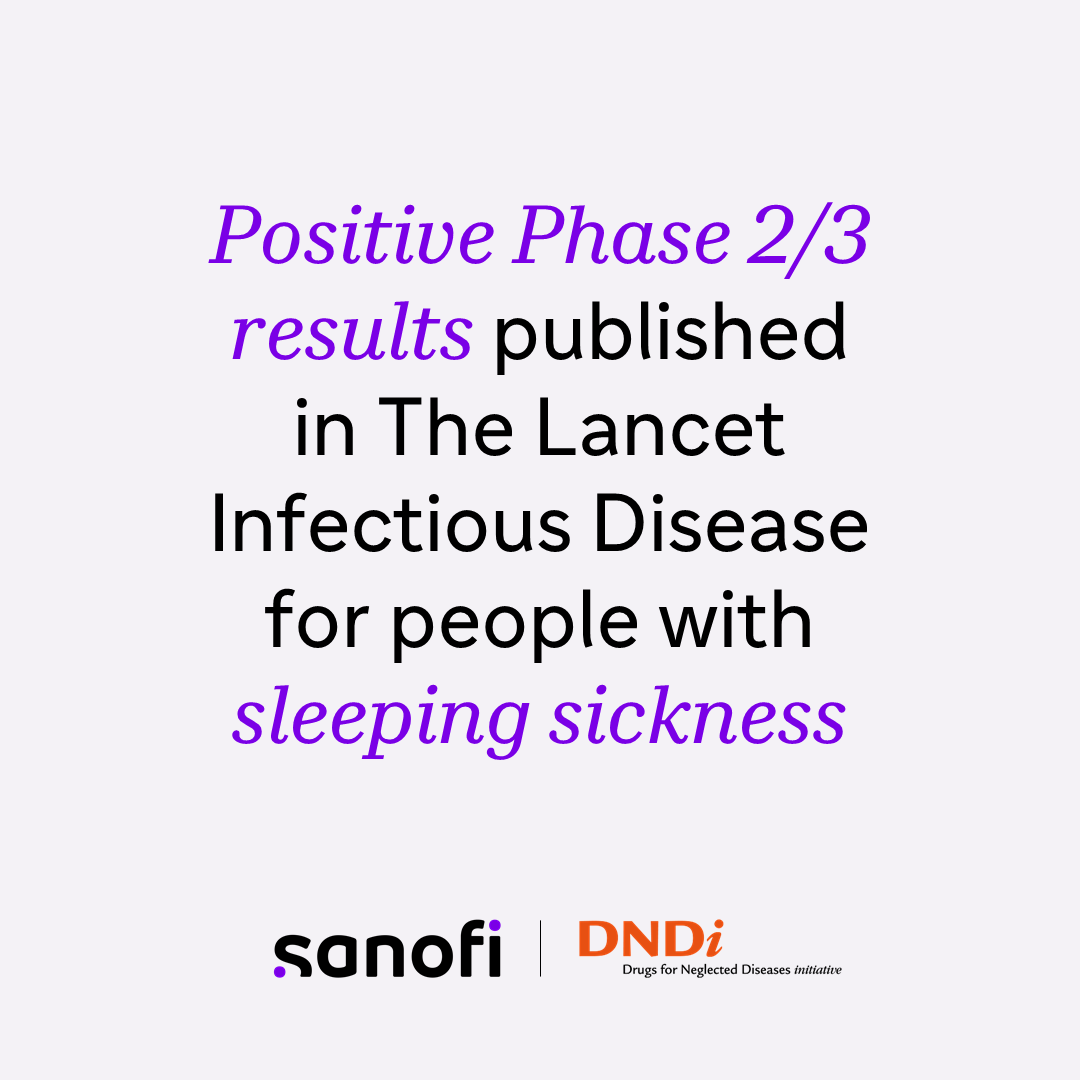 Sanofi (@sanofi) on Twitter photo We’re advancing our work with <a href="/DNDi/">Drugs for Neglected Diseases initiative</a> to support the <a href="/WHO/">World Health Organization (WHO)</a>’s goal to eliminate #sleepingsickness by 2030. New phase 2/3 data from our investigational therapy are published in <a href="/TheLancetInfDis/">The Lancet Infectious Diseases</a>: spkl.io/60154kkPb
#ActWithImpact We’re advancing our work with <a href="/DNDi/">Drugs for Neglected Diseases initiative</a> to support the <a href="/WHO/">World Health Organization (WHO)</a>’s goal to eliminate #sleepingsickness by 2030. New phase 2/3 data from our investigational therapy are published in <a href="/TheLancetInfDis/">The Lancet Infectious Diseases</a>: spkl.io/60154kkPb
#ActWithImpact