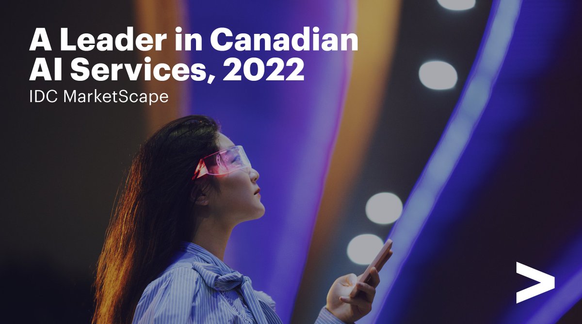 This is great news! Being named as a Leader in @IDC #MarketScape Canadian AI Services 2022 Report is a great recognition of the value @Accenture creates for clients in Canada. accntu.re/3EYqInB