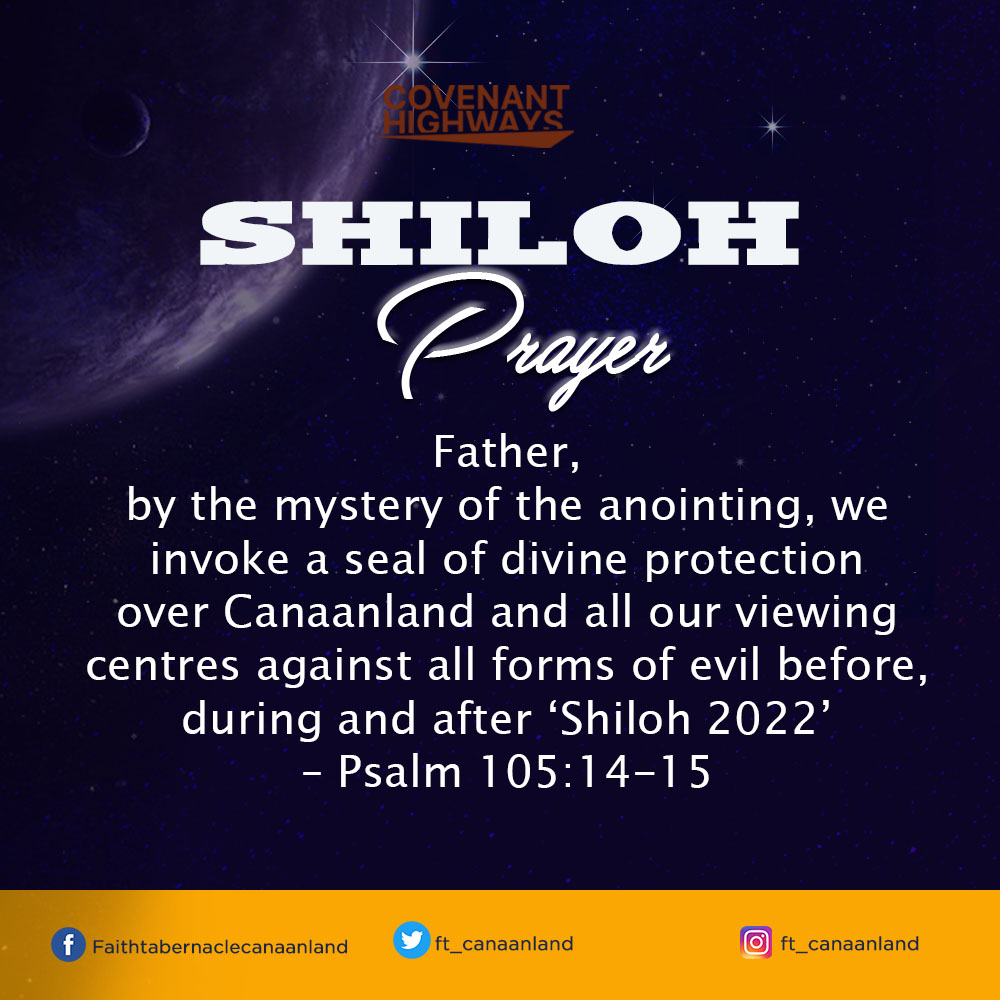 ft_canaanland's tweet image. Shiloh is 6 days away!

Psalm 105:14-15 says
'14 He suffered no man to do them wrong: yea, he reproved kings for their sakes;

15 Saying, Touch not mine anointed, and do my prophets no harm.'

#CovenantHighways 
#shiloh2022