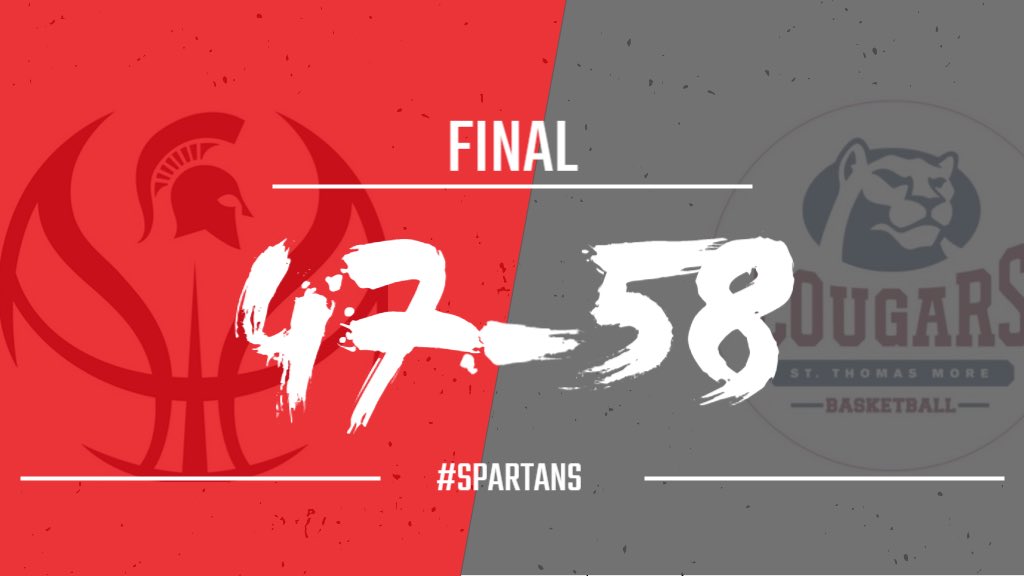 ComeauxHoops's tweet photo. Spartans move to 1-1 on the year after falling to @stmcougarbasketball 58-47. Even in a loss we got better last night 💪#Spartans https://t.co/zfrVaM0ZcZ