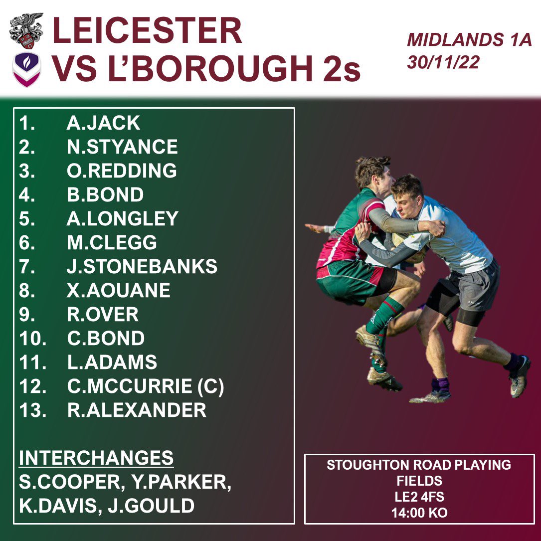 Our team to take on Loughborough today in a repeat of last years cup final! 2:00 kick off at Stoughton💪🏼

We will be updating throughout the game on our Instagram @uolrlfc