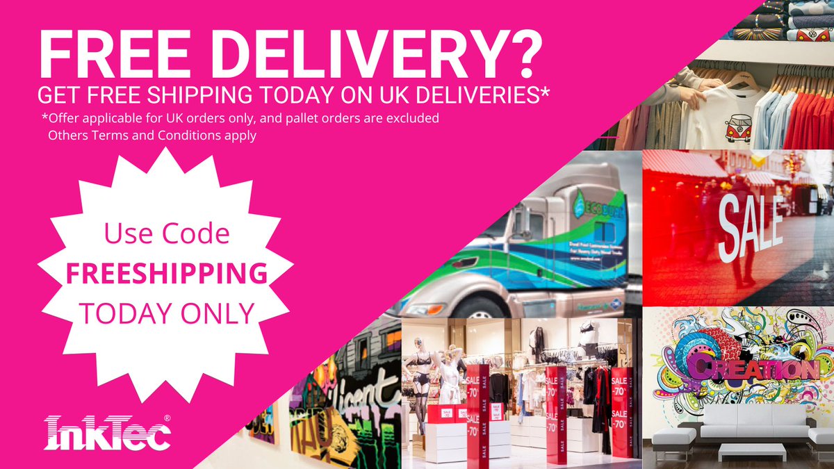 InkTecEurope1's tweet image. Welcome to today's Hot Offer for today only!

GET FREE SHIPPING on all UK orders.

What do you need? bit.ly/3BNLVPW

#Inks #Media #LargeFormatInks #LargeFormatMedia #SolventInks #AqueousInks #LatexInks #WaterBasedInks #JETRIX #InkTec #PrintonPrint #Print #CompatibleInks
