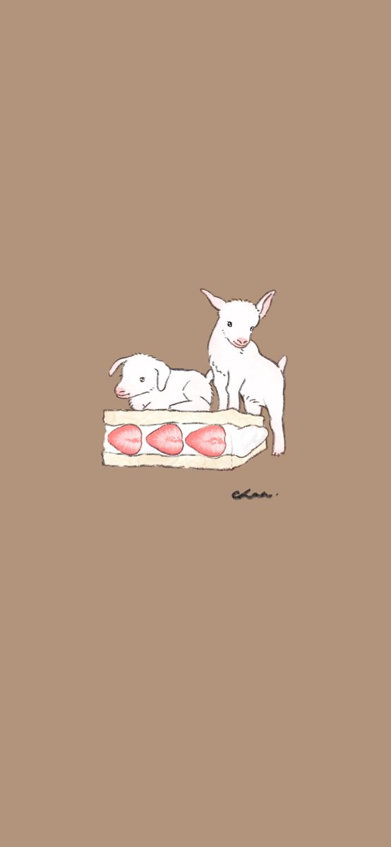 「赤ちゃんヤギとイチゴサンドの12月カレンダー待ち受けにどうぞ 」|ちゃんのイラスト
