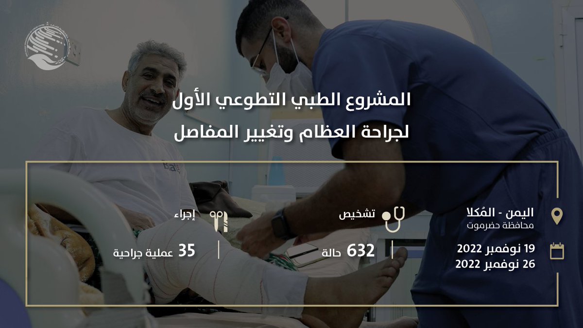 #مركز_الملك_سلمان_للإغاثة يختتم المشروع الطبي التطوعي لجراحة العظام وتغيير المفاصل والذي يقام لأول مرة في اليمن