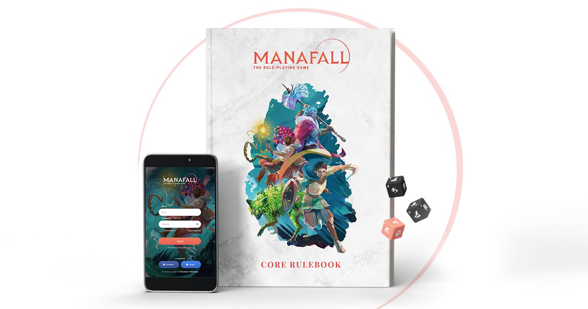 ManaFallRPG's tweet photo. A new way to play, quick and easy to learn!
#dnd #ttrpg #rpg #dungeonsanddragons #pathfinder #digitalart #illustration #roleplaying #gaming #indie #adventure #world #fantasy #tabletop #design #tabletopgames #tabletoprpg #kickstarter #Dice #CoreRulebook #App #System #Book https://t.co/f5JKsWIiIt