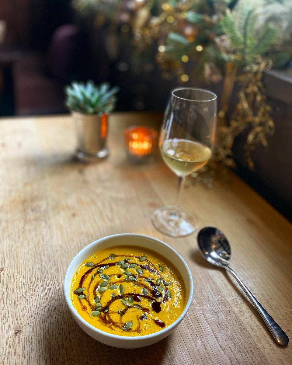 Kicking off our Christmas Set Lunch menu we have Delica Pumpkin Soup with Sage & Goat’s Curd Raviolo, Roasted Squash and Brown Butter 🎃🥣🎄 #Christmas #SetLunch #Soup #Festive