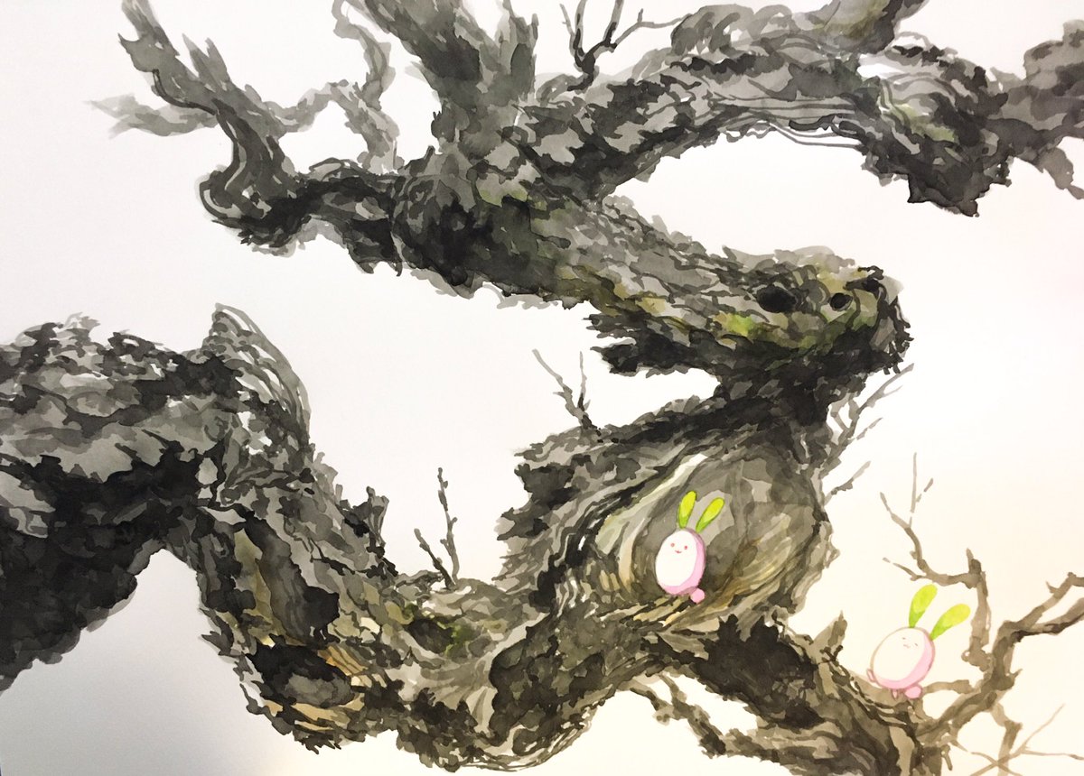 「#アナログ絵水墨&水彩、アクリル絵の具デジタル絵とはまた違う楽しさがあります。 」|岩瀬由布子 4/11〜16 ZEN展銀座のイラスト