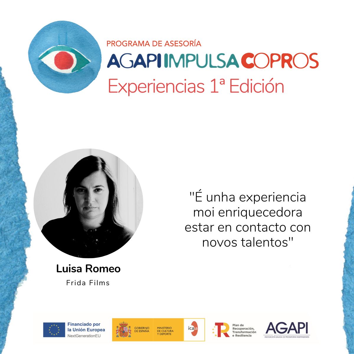 agapi_comunica's tweet photo. Últimas valoracións do #agapimpulsacopros. 🎥

Luisa Romeo de @frida_films  mentora do proxecto "¿Dónde están los ladrones?" de Julu Martínez. https://t.co/xe5mU00Zx9