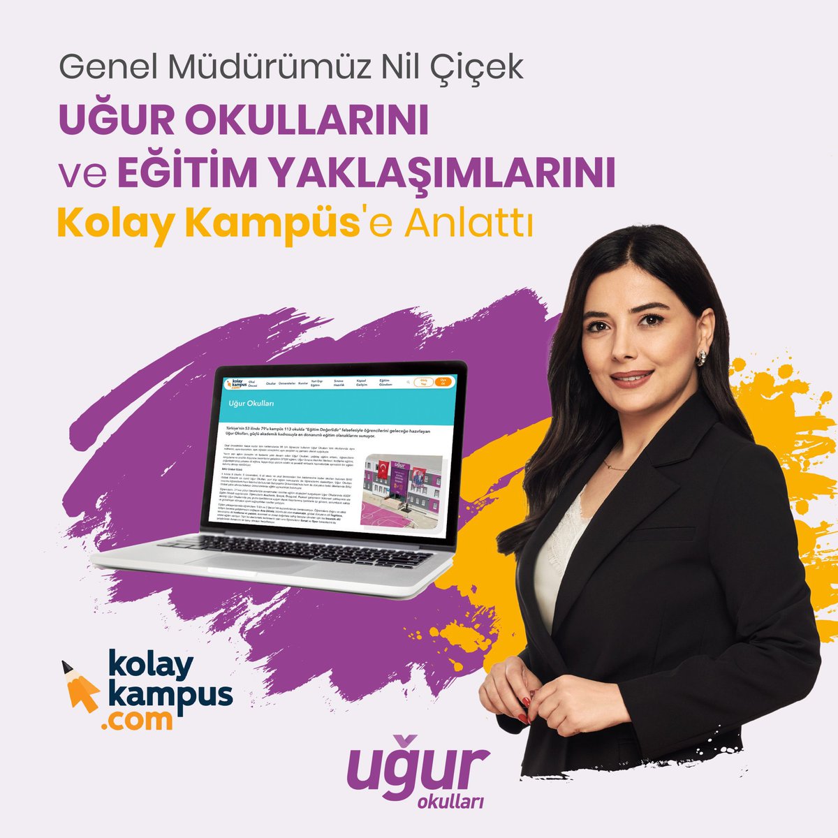 Genel Müdürümüz Nil Çiçek, Uğur Okullarının eğitim felsefesini ve yenilikçi yaklaşımlarını <a href="/KolayKampus/">Kolay Kampüs</a>'te anlattı:

“Sürekli eğitim içeriklerine yatırım yapan bir markayız. Akademik ve sınav başarılarımızla Türkiye’ye rehberlik ve liderlik ediyoruz."

🎥 bit.ly/Ugur_Okullari