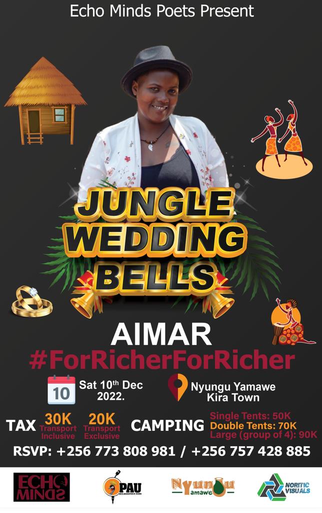 EchoPoets's tweet photo. It is sure a cold evening but @nankunda_sarah is reminding you that you can get all the warm hugs on the 10th December at @NyunguPark as you listen to the cosy wedding poems

Would you like to camp? Let us know
Or book at ticket for as low as 20k 
A tent is at 50k

#ForRicher https://t.co/trpJbGB91h