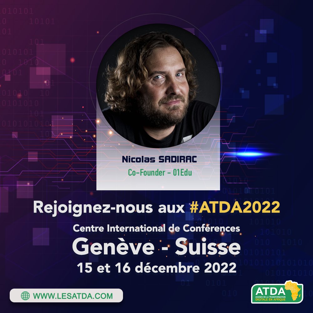 African CIO Awards 2025 🇲🇦 (@eventsciomag) on Twitter photo Ils sont attendus aux #ATDA2022
<a href="/NSadirac/">NicolasSADIRAC</a> : Co-Founder - <a href="/01Edu_/">01Edu</a>
📆15 et 16 décembre 2022
📍<a href="/CICG_Geneva/">CICG Geneva</a>
PROGRAMME➡️bit.ly/3Vhjb8G
INSCRIPTION➡️bit.ly/3Ox1lMO
#ATDA #Digital #Afrique #Africa #Génève #Geneva #Suisse #Switzerland Ils sont attendus aux #ATDA2022
<a href="/NSadirac/">NicolasSADIRAC</a> : Co-Founder - <a href="/01Edu_/">01Edu</a>
📆15 et 16 décembre 2022
📍<a href="/CICG_Geneva/">CICG Geneva</a>
PROGRAMME➡️bit.ly/3Vhjb8G
INSCRIPTION➡️bit.ly/3Ox1lMO
#ATDA #Digital #Afrique #Africa #Génève #Geneva #Suisse #Switzerland