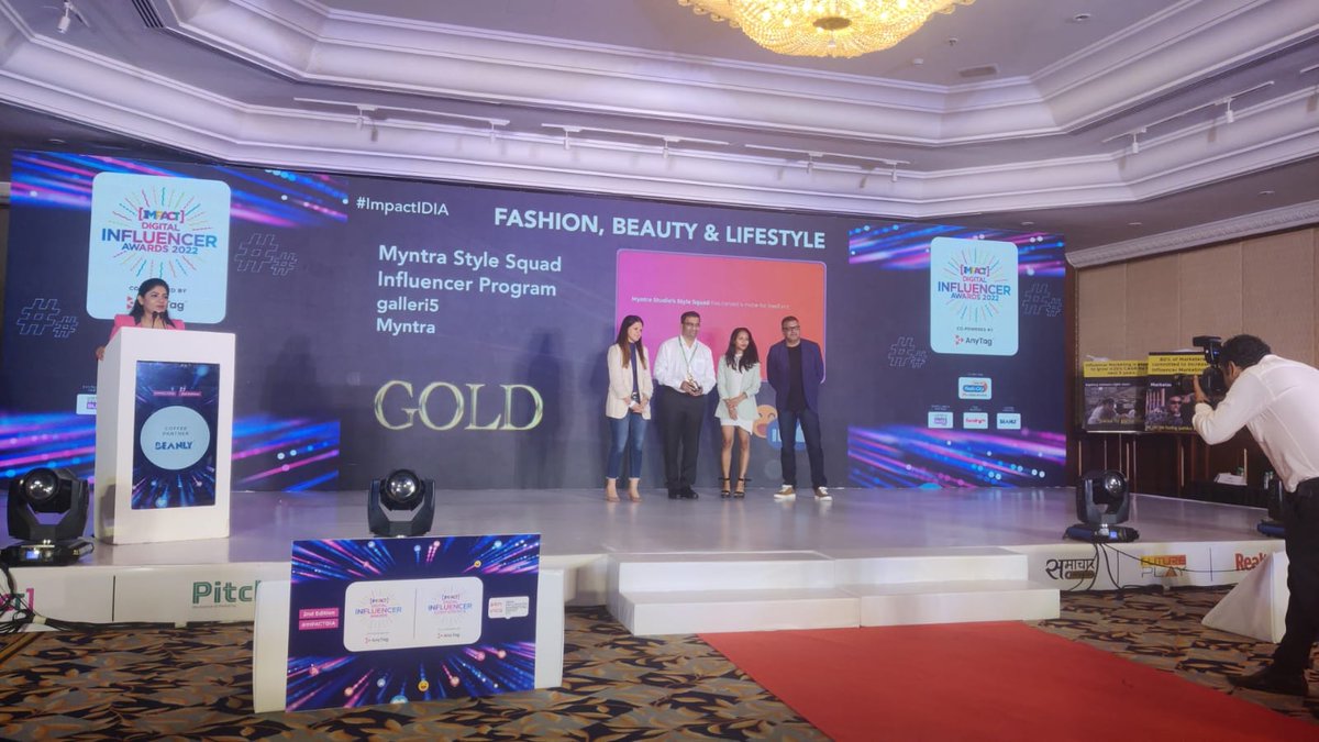 e4mtweets's tweet photo. Cheers to the team galleri5 & Myntra for winning Gold in the category- Best Fashion, Beauty & Lifestyle Campaign at the #ImpactDigitalInfluencer Awards 2022 @myntra @galleri5 https://t.co/eqhz33OzQ8
