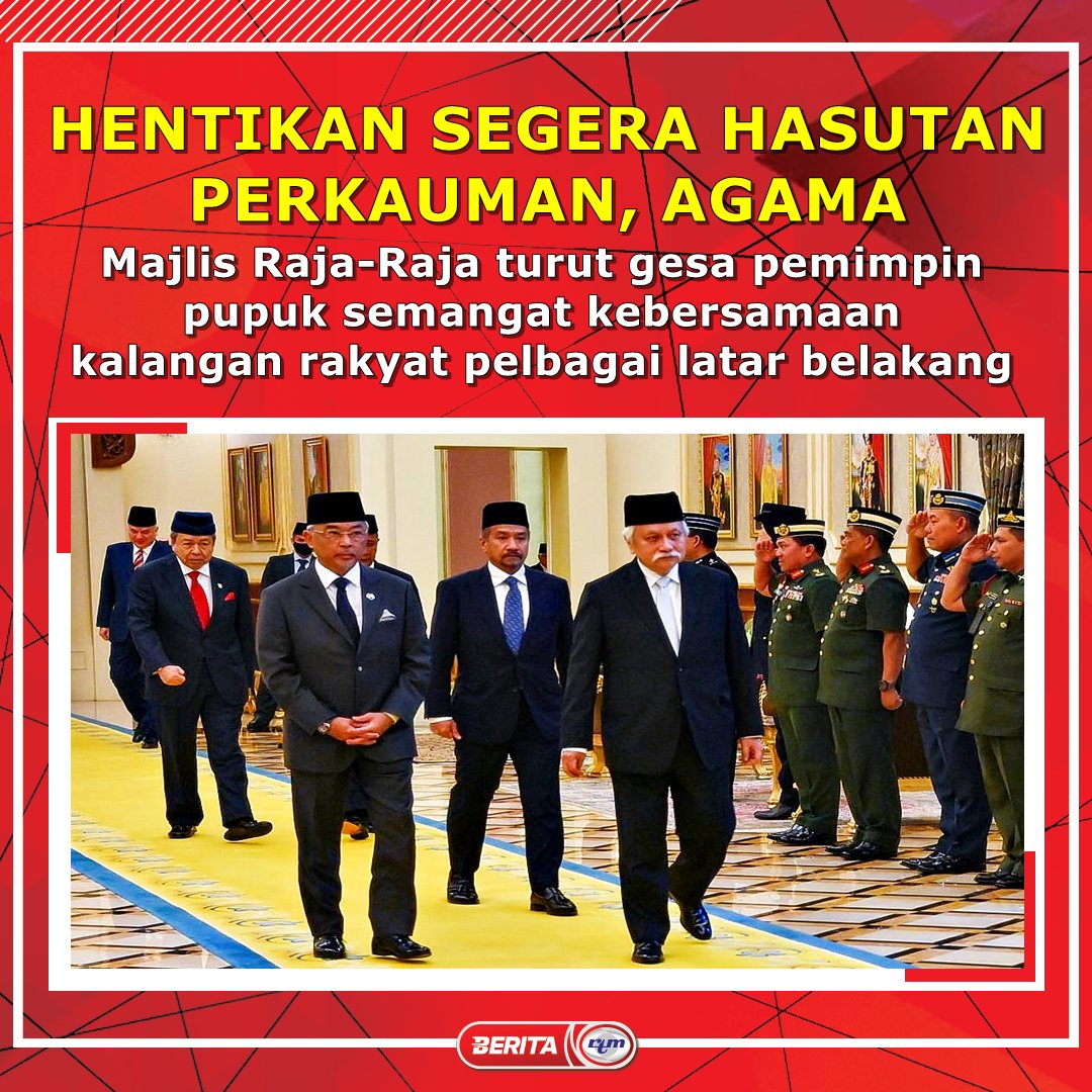 30 November - Majlis Raja-Raja arah hasutan perkauman, agama dihentikan serta-merta instagram.com/p/CllkAGBp7DJ/… @ISTANANEGARA_ @anwaribrahim @MalaysiaPMO @jpmgov_ @kkmm_gov @JPenerangan @pakatanharapan_ @BNCommsOfficial @PerikatanM #RTM #BeritaRTM #YangSahihdiRTM #YDPA