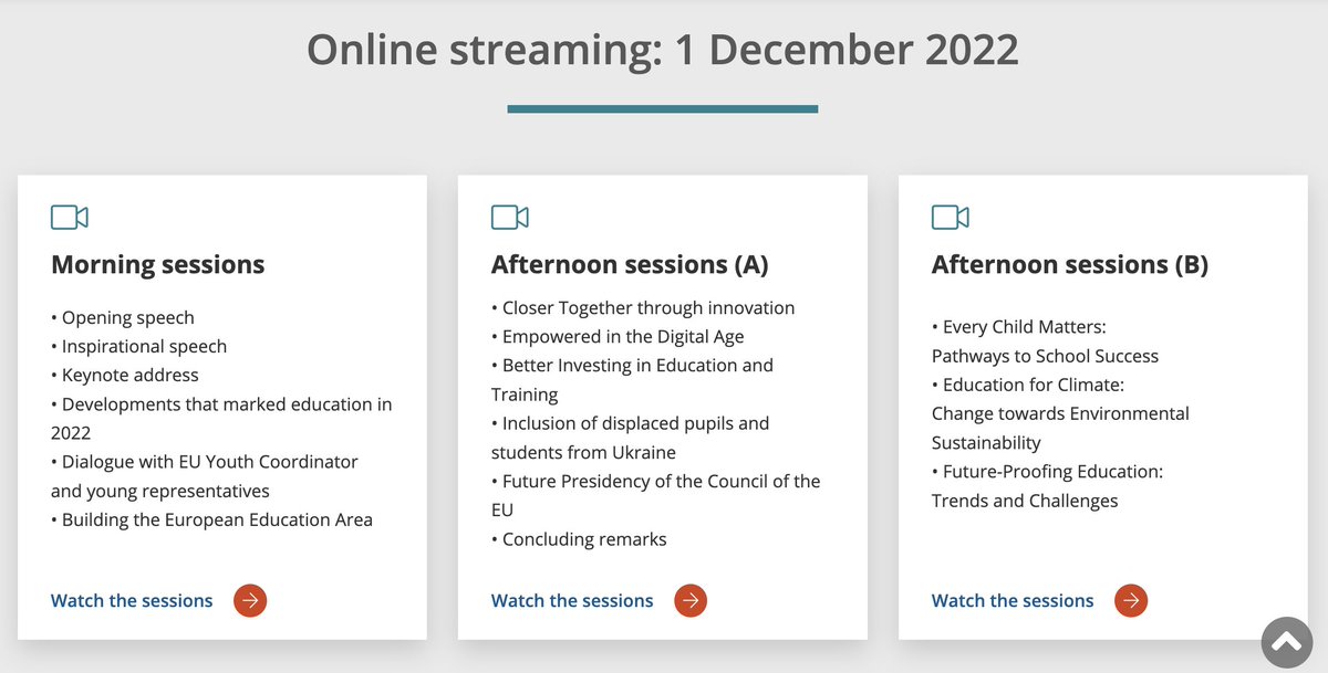 5th European #Education Summit: ‘Bright Young Minds’
(1 Dec 22)

Streaming links & agenda (9:30-18:00 CET) education.ec.europa.eu/event/fifth-eu…

#EduSummitEU #SDG4 #QualityEdu #FutureofEducation #HumanCapacity #DigitalTransformation @EUErasmusPlus @EUDigitalEdu @EU_Commission @EuropeanYouthEU