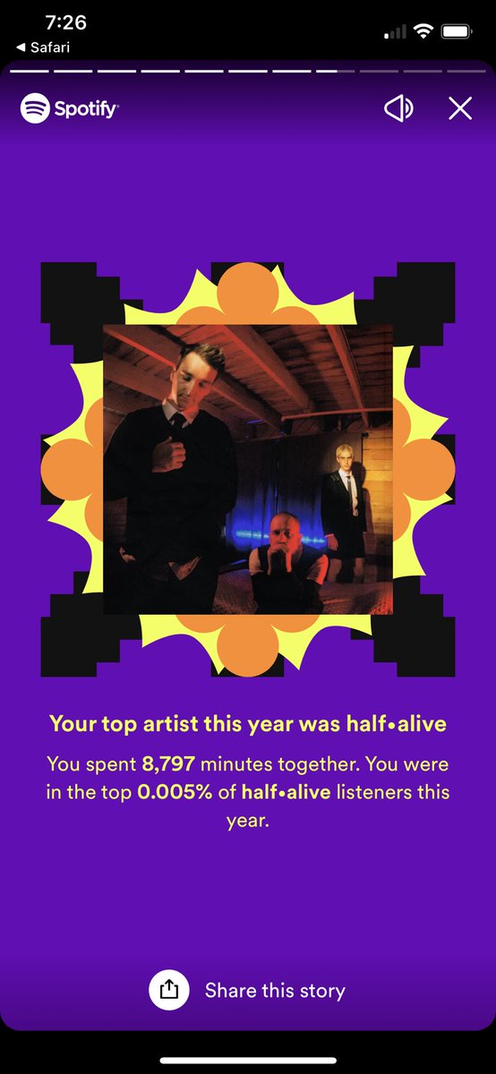 rynoah23's tweet photo. @halfaliveco Thanks for a great year of music. Top 0.005%. 🧡#SpotifyWrapped https://t.co/Lz9MuzM3T7