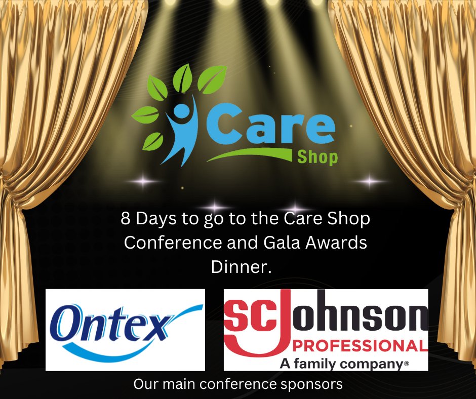 Only 8 days to go to the Care Shop Conference and Gala Awards Dinner. It promises to be a day and evening to remember. We are delighted to have the support of our two main sponsors Ontex and SC Johnson. A huge thank you to both organisations! #careshop #ontex #scjohnson #thankyou