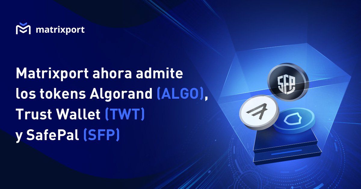 matrixportES's tweet photo. 🆒 Actualización de listajes en Matrixport
🪙 Algorand ( $ALGO )
🪙 Trust Wallet ( $TWT )
🪙 SafePal ( $SFP )

Comienza a depositar, retirar y enviar estos tokens usando Matrixport: https://t.co/EhWcWzZJvi 👈

#SafePal #TrustWallet #SFP 
#ALGO #TWT https://t.co/FLy9XwH9oh