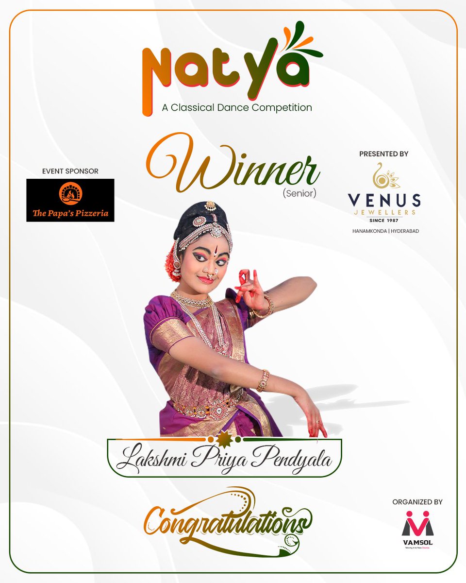 VamsolMedia's tweet photo. An amazing classical dance performance by pendyalalaxmipriya ,winner in senior category of the Natya classical dance competition.
- We #vamsolmedia trying to encourage the talent of these amazing and young dancers by giving this opportunity with the support of @VenusjewelleryH https://t.co/B5pmuQeArx