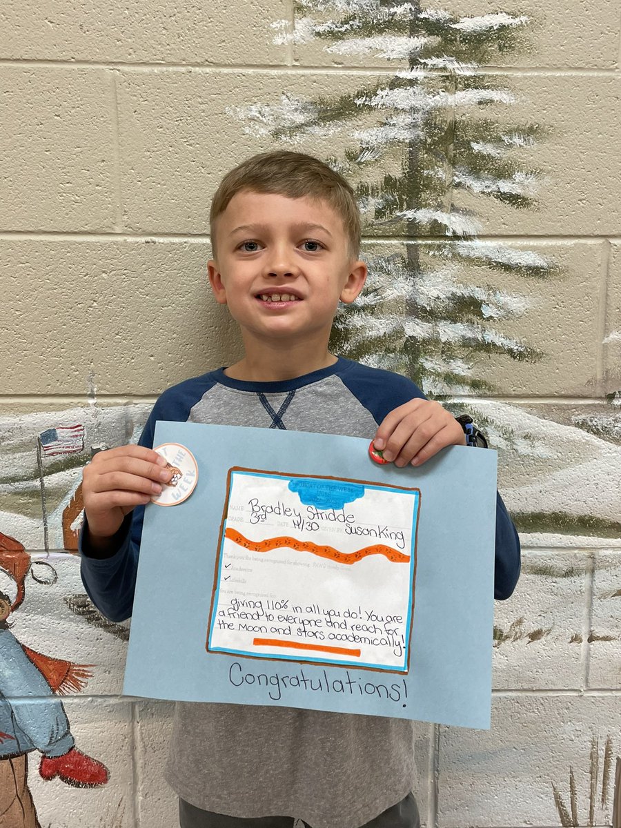 UnionGroveES17's tweet photo. Bradley is today’s Bobcat of the Week! Bradley gives 110% and is a friend to all his classmates! He is a role model for others! Great Job! #UGESBOBCATS https://t.co/NV7z6EyjyT