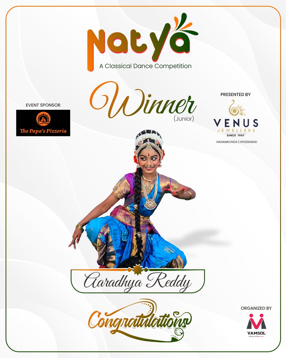 VamsolMedia's tweet photo. An amazing classical dance performance by J.Aradhya reddy ,winner in Junior category of the Natya classical dance competition.
- We #vamsolmedia trying to encourage the talent of these amazing and young dancers by giving this opportunity with the support of @venusjewellers.online https://t.co/mLO2hOG7PK