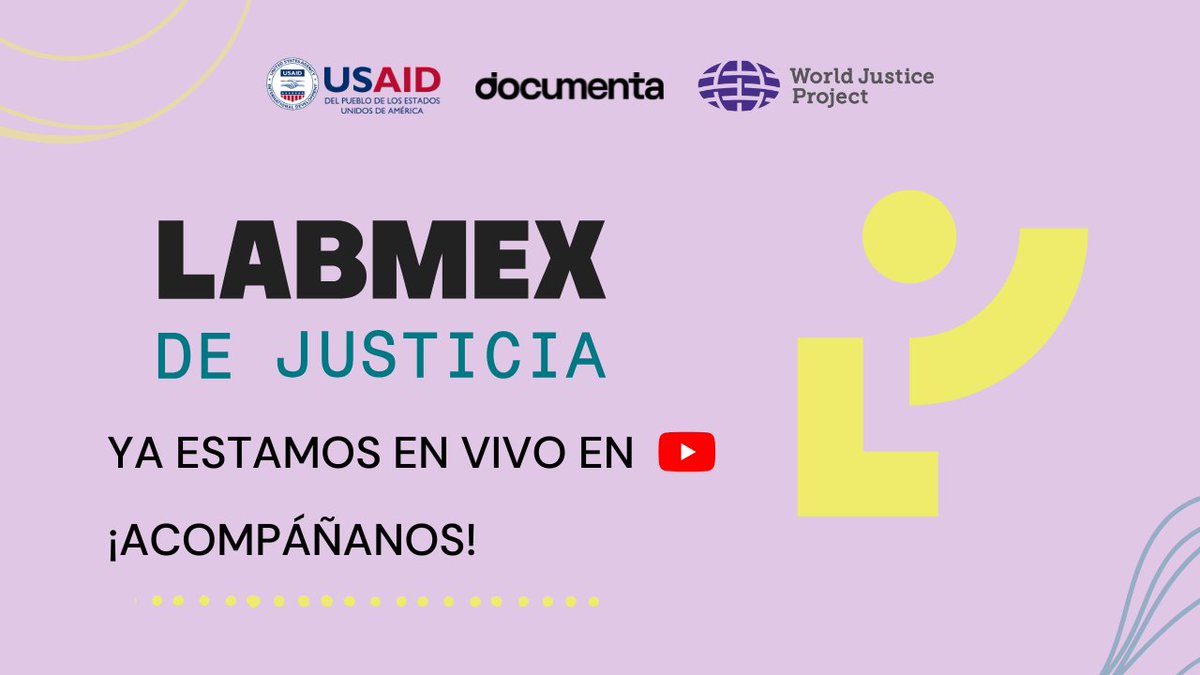 DocumentaAC's tweet photo. 🔴 ¡Estamos #EnVivo!
No te pierdas el lanzamiento del #LABMEXdeJusticia un proyecto de #Documenta y el @TheWJP_mx, con el apoyo de @USAIDMX, que busca poner a las personas y sus necesidades en el centro de la #JusticiaPenal.
👉 https://t.co/Ii7bfG7N14 https://t.co/8cjHOcb2g9