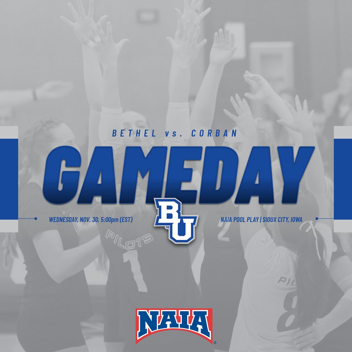 The Pilots begin Pool Play in the NAIA National Tournament today at 5:00 pm (EST) against No. 4 Corban.