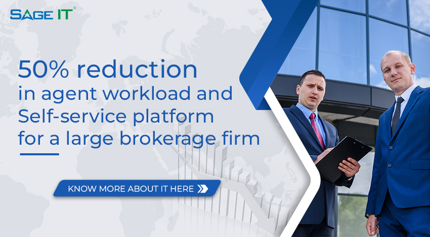 SageITInc's tweet photo. Through Sage IT’s solution, a large #brokeragefirm was able to deploy a self-service #engagementplatform which has reduced agent-driven interactions by 50%, driving seamless experience for its clients/partners. https://t.co/k9ue1rKsz0 #businesstransformation #workload #sageit https://t.co/B9JOUaOQ4M