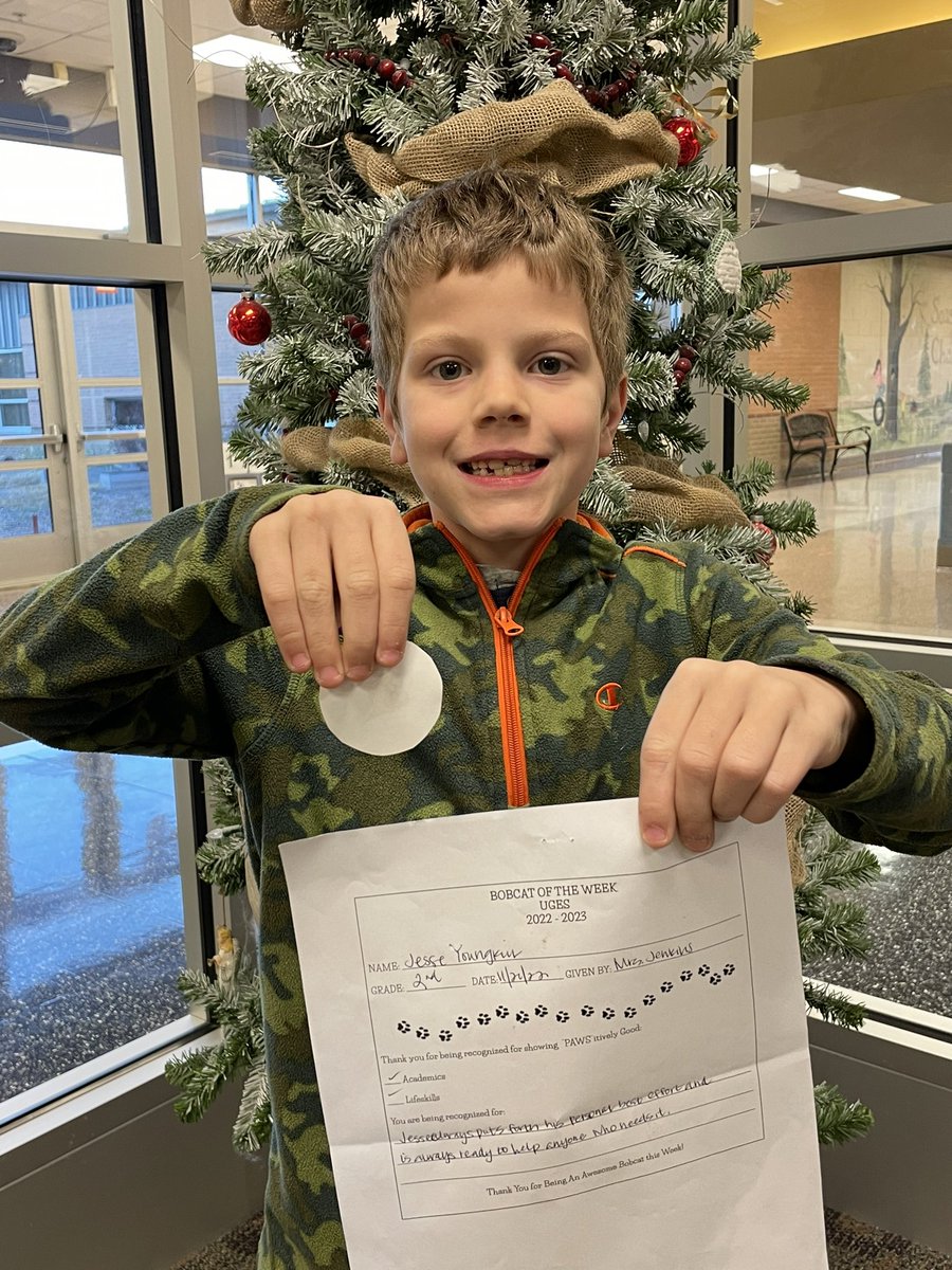 UnionGroveES17's tweet photo. Jesse is a UGES Outstanding Bobcat this week! He does his personal best and is a model of the Bobcat spirit! His smile makes others smile! Great Job! Keep up the great work!#UGESBOBCATS https://t.co/CCmxNroS06