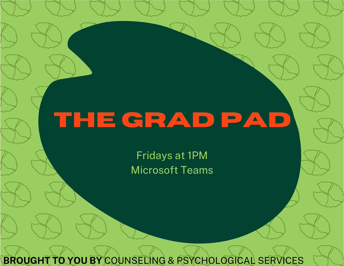 OHIO_Counseling's tweet photo. Are you a graduate student at Ohio University? If so, come and join the Grad Pad on Fridays at 1:00 p.m. with Stephanie on Teams! @ohiou @OHIOStudentLife @OHIO_HP #gradpad #supportdesignedforu https://t.co/JxkhZF02nx