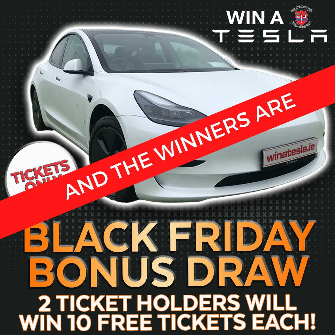 Congrats to Declan &amp; Ger Ryan, Galway and Caroline Fallon, Galway, the winners of our Black Friday Bonus Draw 🎉

Don't worry if you didn't win... you’re still in with a chance to win a brand new Tesla Model 3 in our <a href="/propearses/">Pádraig Pearses GAA</a> #WinATesla draw!➡ winatesla.ie