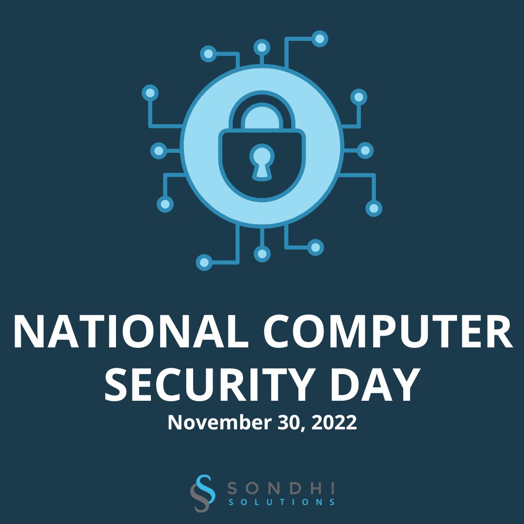 Today is National Computer Security Day! Today is a reminder to make sure we are doing all we can to secure our computers and devices. Need additional help protecting your companies' assets? Let's talk! bddy.me/3VHlZw3

#cybersecurity #nationalcomputersecurityday