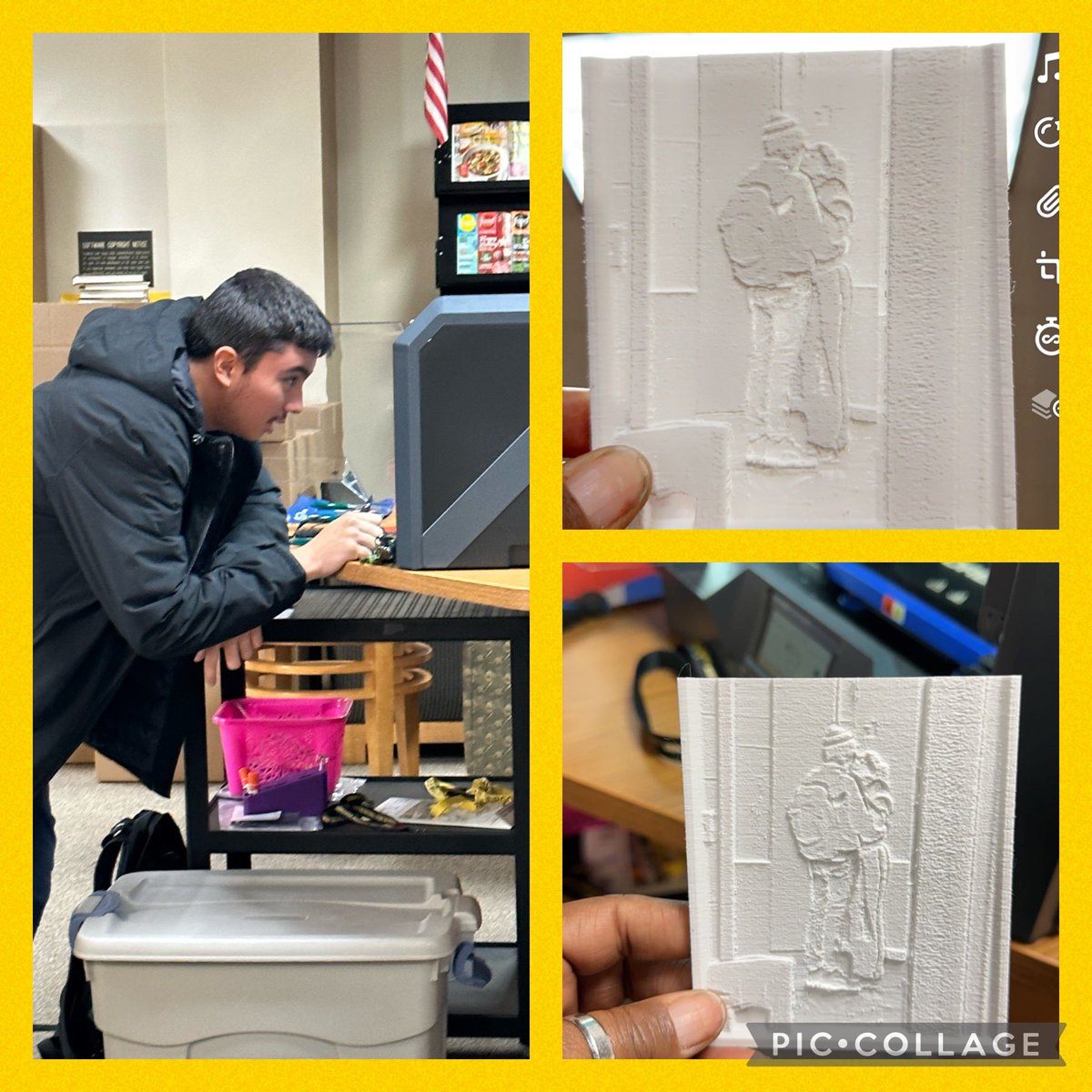 AMAZING things continue to happen in the library!! Luis <a href="/UltimateBirdo/">Luis</a> has outdone himself… he created our 1st 3D printed lithophane! <a href="/Buffs_ECHS/">The Early College at TMHS</a> #morethanjustbooks #3Dprinting #greatMINDatwork