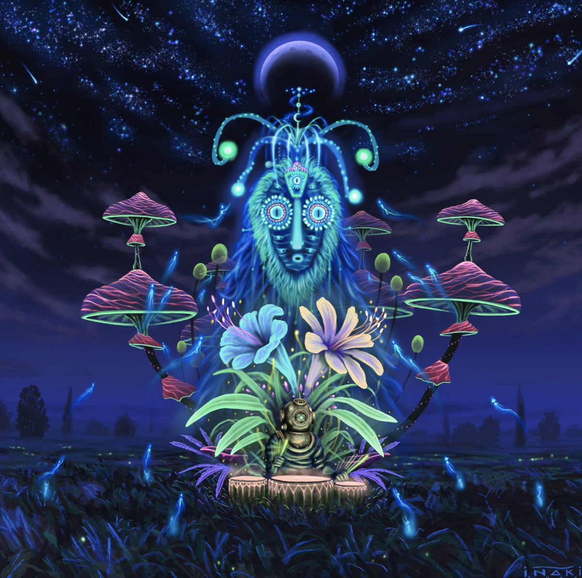 Iñaki Martinez (IG: @Inaki.martinez) is a visual artist and painter from La Plata, Argentina. He currently paints murals and produces commissions for clients around the world. He placed in the top 150 of #HighArt 2022 with his piece "Mysterious Spirits Of Rhythm".