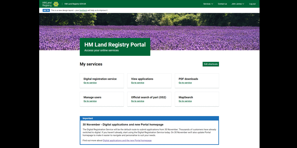 HMLandRegistry's tweet photo. We’ve made it easier to submit digital applications. See our new portal homepage design and find out more as we go #DigitalByDefault https://t.co/VQXoI3ctad https://t.co/bjwcBzE1R7