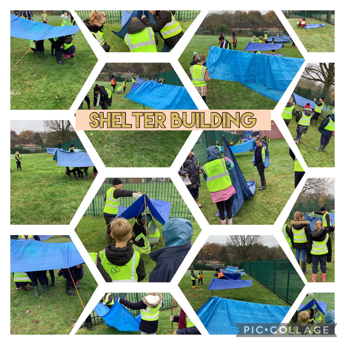 BellfieldJunior's tweet photo. Year 5 learned some new vocabulary yesterday on our shelter building experience: static/dynamic, tension/slack, permeable/impermeable, anchor/pegs, forces and angles. Lots of science and mathematical links. #BJSScience #BJSMaths #BJSActiveLearning https://t.co/ZGmWy3ywhs