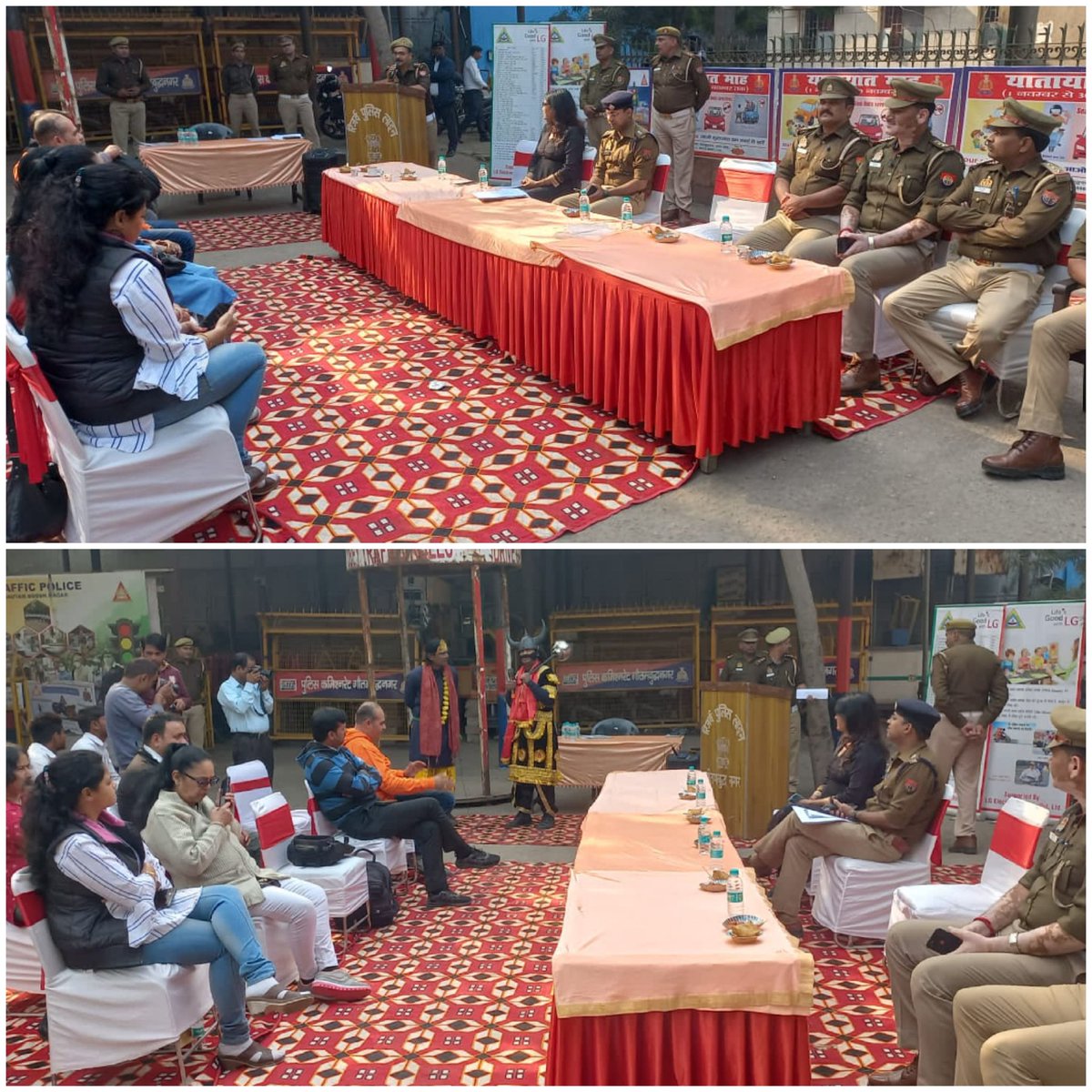 कमिश्नरेट गौतमबुद्धनगर में यातायात कार्यालय सेक्टर-14(A) पर <a href="/dcptrafficnoida/">DCP Traffic Noida</a> के नेतृत्व में <a href="/LGIndia/">LG India</a> व <a href="/share4india/">SHARE - www.share4india.org</a> के सहयोग से नुक्कड़ नाटक के माध्यम से जागरूकता संदेश देते हुए #यातायात_माह_नवंबर_2022 का समापन समारोह का आयोजन किया गया।
#सड़क_सुरक्षा_जीवन_रक्षा