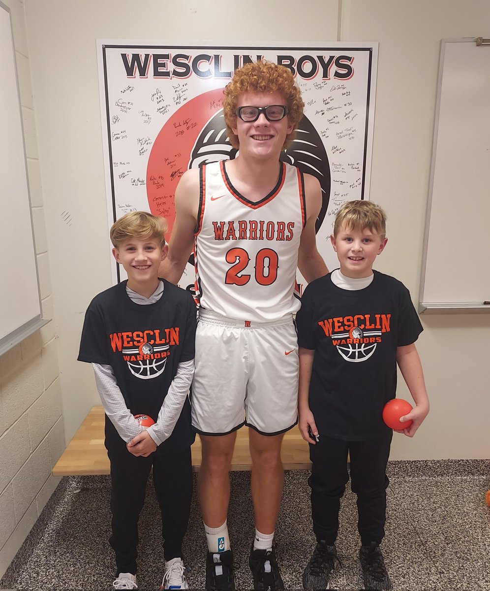 Our Future Warriors from last night along with Harry Rakers. Hollis Pace (left) and Dom Davis (right). Thank you boys for being with us. Warriors defeated Waterloo 60-35.